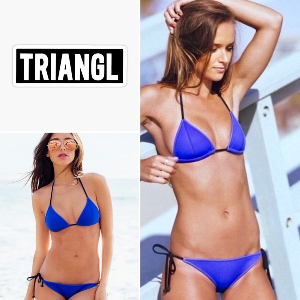 Malibu Blue Triangl Neoprene Bikini, Sz Med